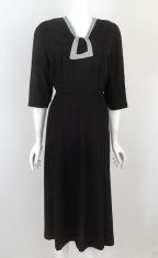 1950s Black Crepe Deadstock Dress