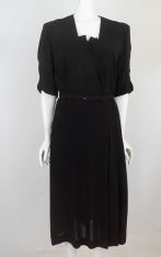 1940s Black Deco Evening Dress NOS