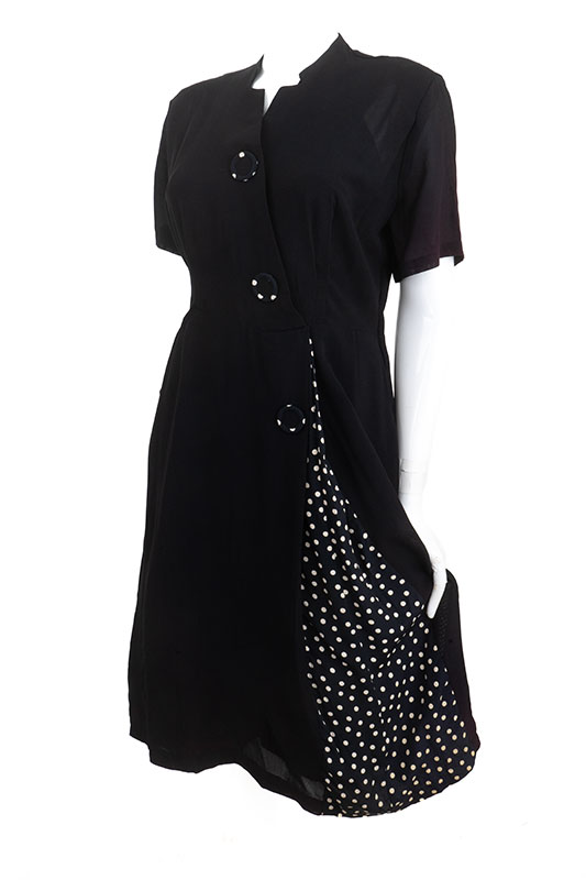 1940s Polka Dot Pleat Vintage Dress