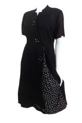 1940s Polka Dot Pleat Vintage Dress