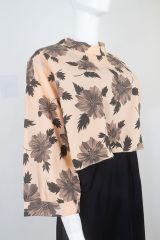 Bold Floral Print Satin '60s Blouse