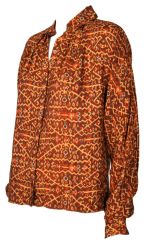 Lush Print 1980s Silk Blouse