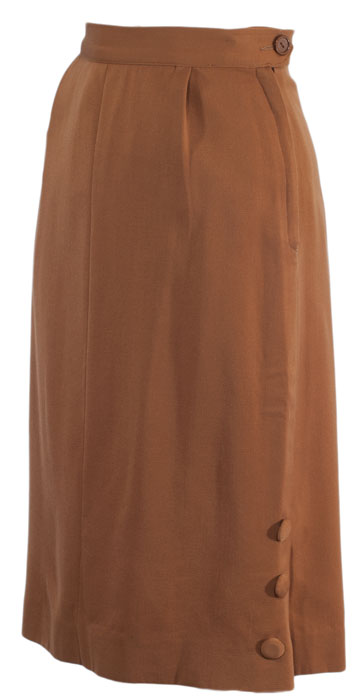1940s Mocha Gabardine Skirt: Ballyhoovintage.com