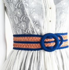 Salmon Pink and Royal Blue 30s Wide Belt