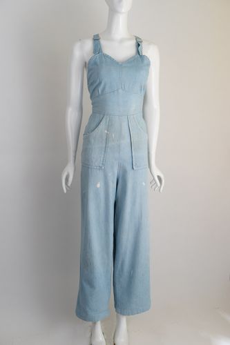 パンツ 40s denim overalls Denim 1940s Homefront Women's Overalls: Ballyhoovintage.com