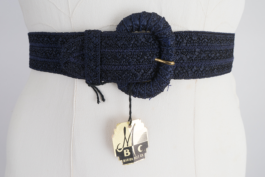 Dark Navy Straw Vintage Belt