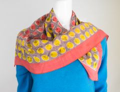 Vintage Scarf with Earring Print