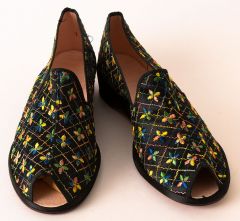 Embroidered Satin Boudoir Slippers